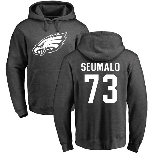 Men Philadelphia Eagles #73 Isaac Seumalo Ash One Color NFL Pullover Hoodie Sweatshirts